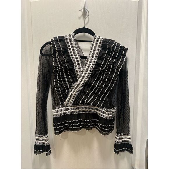 Calvin Tran Black Lace Chic Evening Top BLACK size 4 - Picture 4 of 7